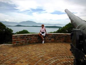 Charli at the war memorial.