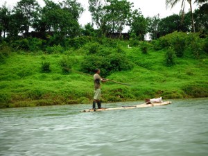 There were many of these small rafts along the river banks. They looked like fun but navigating the rapids on one would be pretty wild.