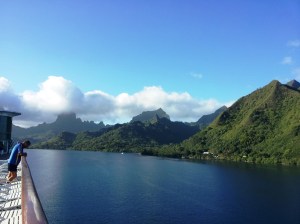 Tom meditates in the beautiful and quiet harbor of Moorea.