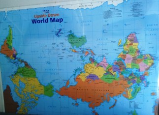 We saw this displayed in one of the shops as Australians' View of the World. Pretty funny.