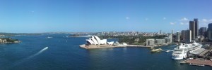 A panoramic view of Circular Quay from the lookout tower. What we saw from the bridge with a little different perspective.