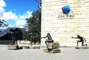 A sculpture of the Three Sisters.