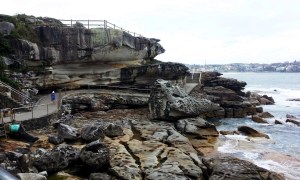 b This walkway was built along the naturally sculpted sandstone cliffs.