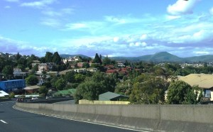 Driving into Hobart