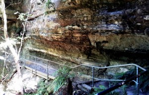 Paths were cut into the rock cliffs.