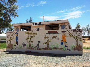 The restroom at the first station.