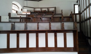 This was a reproduction of the inside of the church. Each convict had a tiny cubical in which to stand. They could only see the preacher who was turned to the side - no eye contact.