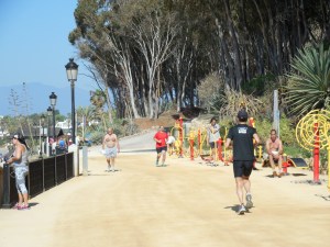 In several areas along the way there was workout equipment for public use.