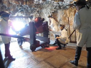 One of the air vents that quickly became a perfect embrasure for a cannon. 