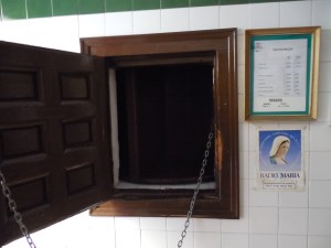 The cupboard where the Sisters offered their cookies for sale. 