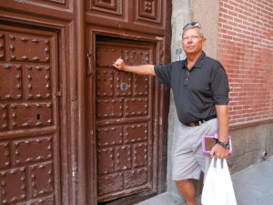 Tom outside the convent.