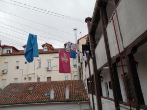 Each floor has it's own system of clotheslines.