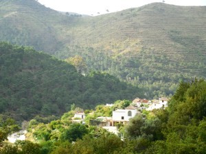 Villages nestled in the valleys between the mountains.
