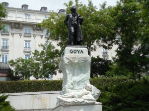 A Statue of Francisco Goya stands at the entrance to the museum grounds.