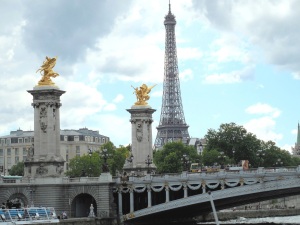 The real Eiffel Tower as seen from our Seine River cruise.