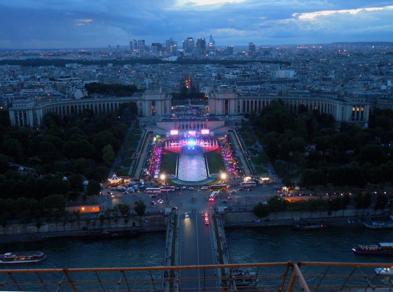 The Trocadero and the Paris skyline from the tower at dusk - so beautiful.