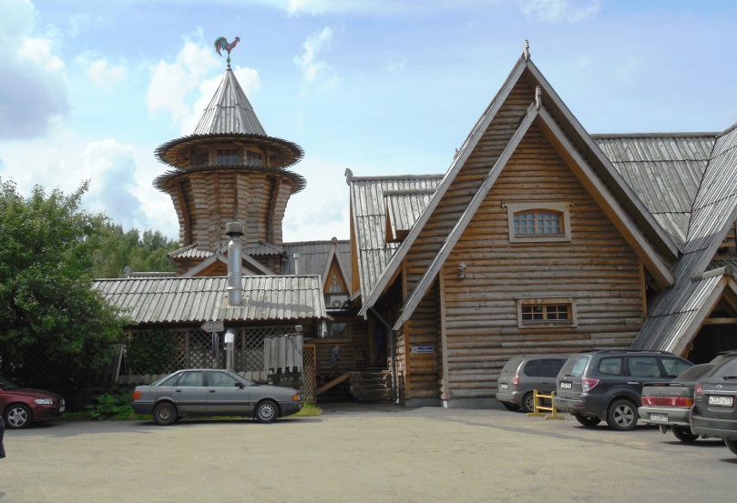 A restaurant designed in the style of a home of a wealthy Russian farmer.