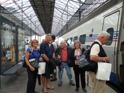 All Aboard - Tom and I with our good friends Dick and Carolyn Hill