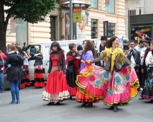 Bands and groups of dancers were getting ready for the festival.