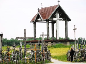Pope John Paul came to the Hill of Crosses and this structure was built for him to celebrate mass for thousands of people.
