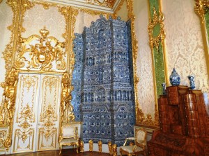 The blue wedgewood is a wood burning stove - Russian winters are really, really cold.