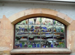 The Czechs are known for their glass ware and we saw shop windows filled with beautiful examples.