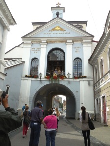 The main gate into the old walled city.  A catholic church occupies the building, and there was a service being held as we walked below.