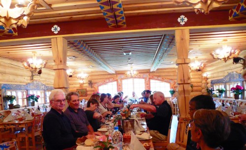 We sat at long tables and ate local cuisine - delicious!