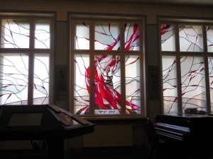 Windows in Latvia's Holocaust Museum.