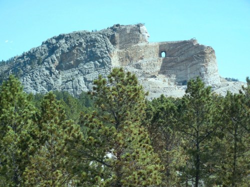 Crazy Horse Mountain Sculpture - notice the chalk mark on the stone which will be the horse's eye.