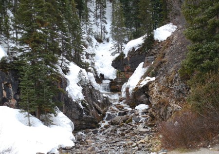 Spring melt - pretty little waterfalls all along the way.