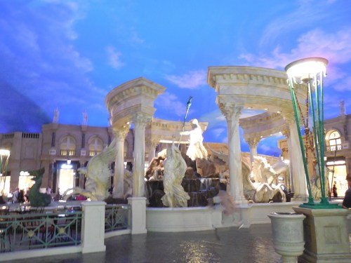 The ceiling in this building changes with the time of day going from day to starlit night  - very cool!