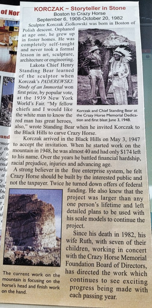 The story of Korezak Ziolkowski and the Crazy Horse Monument project.
